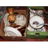 Two boxes of ceramics including Spode limited edition millennium achievement bowl (damaged)