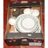 A small box of retro Midwinter pottery in the Broadway design along with Ambleside pottery.