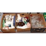 Three boxes of miscellaneous to include Poole glassware, Wedgwood, Wade, Royal Worcester etc.
