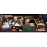 Four boxes of miscellaneous to include Johnson Brothers teawares, character jugs, collectables etc.