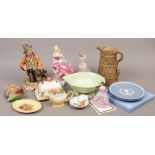 A group of ceramics to include Carltonware, Wedgwood, Capodimonte style figure, figures of ladies