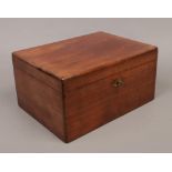 A locking mahogany coin collectors box with later fitted interior.