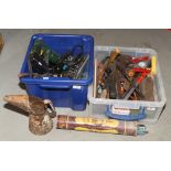 Two boxes of tools to include hammers, saw, power drill etc.