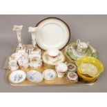 A collection of ceramics to include Coalport candlesticks, Royal Crown Derby, Royal Worcester