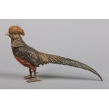 After Franz Bergman, an Austrian cold painted bronze sculpture formed as a Chinese pheasant.