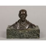 Kellock Brown (Scottish 1856-1934) patinated bronze bust of a gentleman on antico verde marble