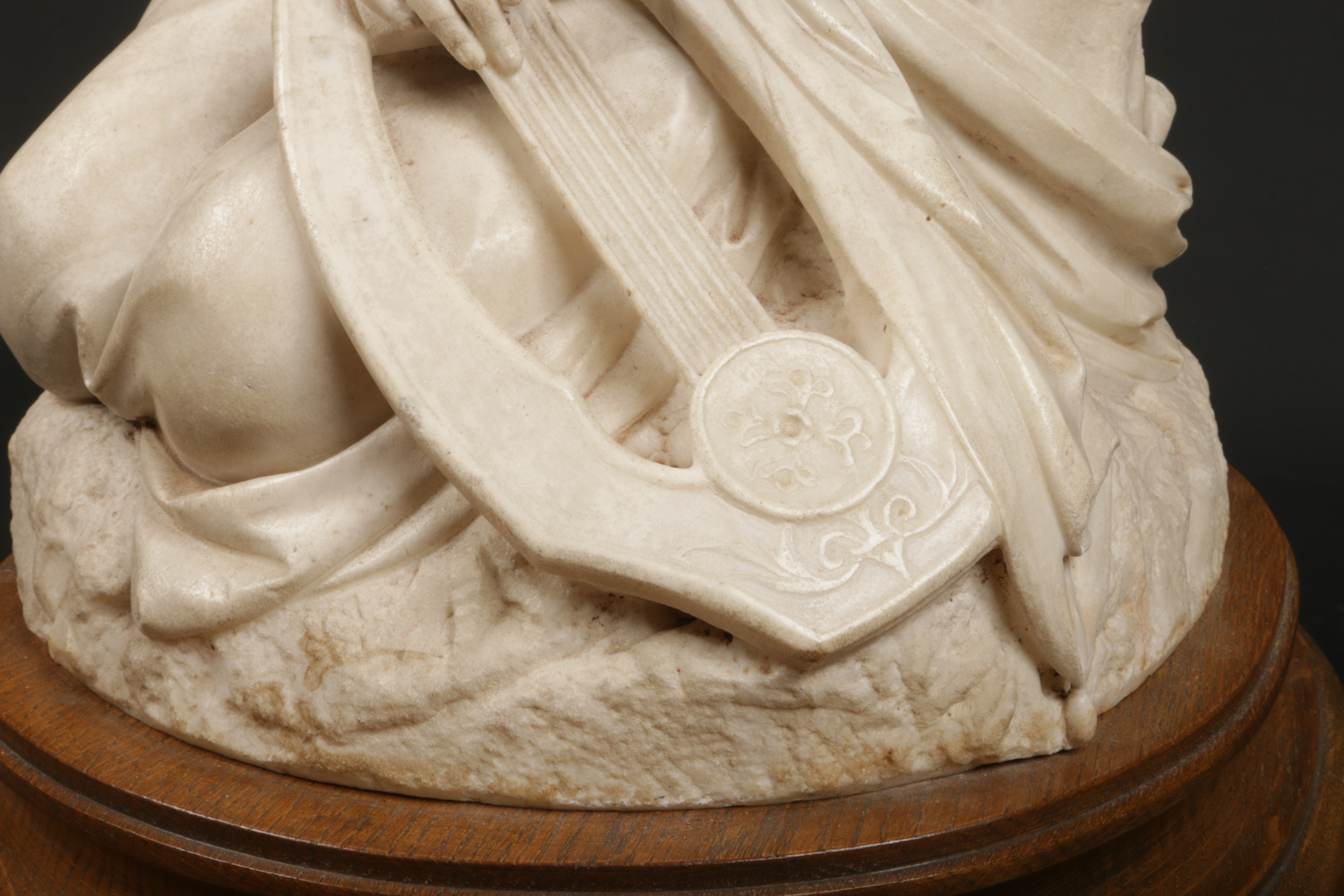 Metello Motelli (Italian fl. 1851-1894) carved marble sculpture. Study of a pensive kneeling - Image 3 of 5