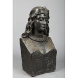 John Adams Acton (1831-1910) a lead head and shoulders portrait bust of a The Pharaoh's Daughter.