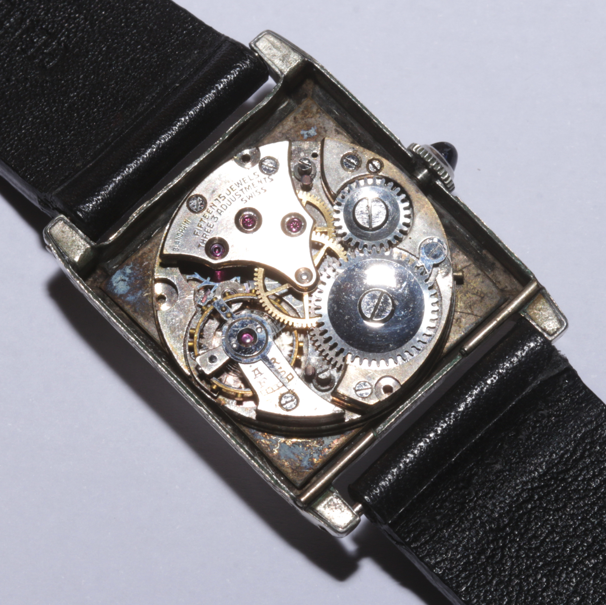A gentleman's Art Deco hallmark manual Tank wristwatch with square dial, subsidiary seconds and - Image 3 of 5