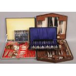 Two cased canteens of cutlery, cased dessert cutlery and a boxed set of Malaya teaspoons.