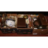 Three boxes of miscellaneous to include Doherty medical carry case, Ellams Bantam duplicator,