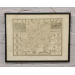 A framed antique engraved map of Surrey.