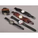 Five gents wristwatches including Pulsar, Sperina, Lacoste etc.