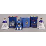 Three boxed full and sealed Wade Bells Scotch Whisky decanters, all commemorating The Royal Family