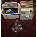 Two boxes of mainly pop, easy listening and country records to include The Clash, Queen, The Who