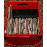 A box of single records to include Rod Stewart, Phil Collins etc.