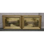 William Vernon (1820-1904) pair of oil painting under glass entitled 'In Upper Wharfdale' and 'In