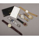 Six gentleman's wristwatches including Raymond Weil, Avia etc.