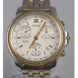 A boxed Tissot Ballade quartz bi-metal chronograph bracelet watch having date display with papers.