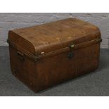 A Henry Bramah & Sons dome top tin trunk with scumble glaze decoration.