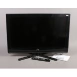 A 32inch JVC flat screen T.V with remote.