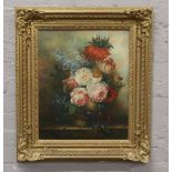 A Dutch style gilt framed oil on canvas, floral still life, signed Winter.