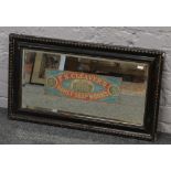 An ebonised framed advertising mirror for F.S. Cleavers honey soap works, 43cm x 73cm.