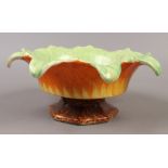 A Myott & Son Art Deco bowl with frilled rim and decorated in coloured enamels.