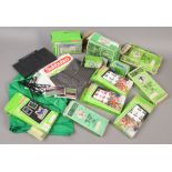 A box of Subbuteo accessories to include pitch, teams, balls, goal nets etc.