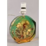 A vintage clear resin Aquarian lamp set with seahorse, shells etc.