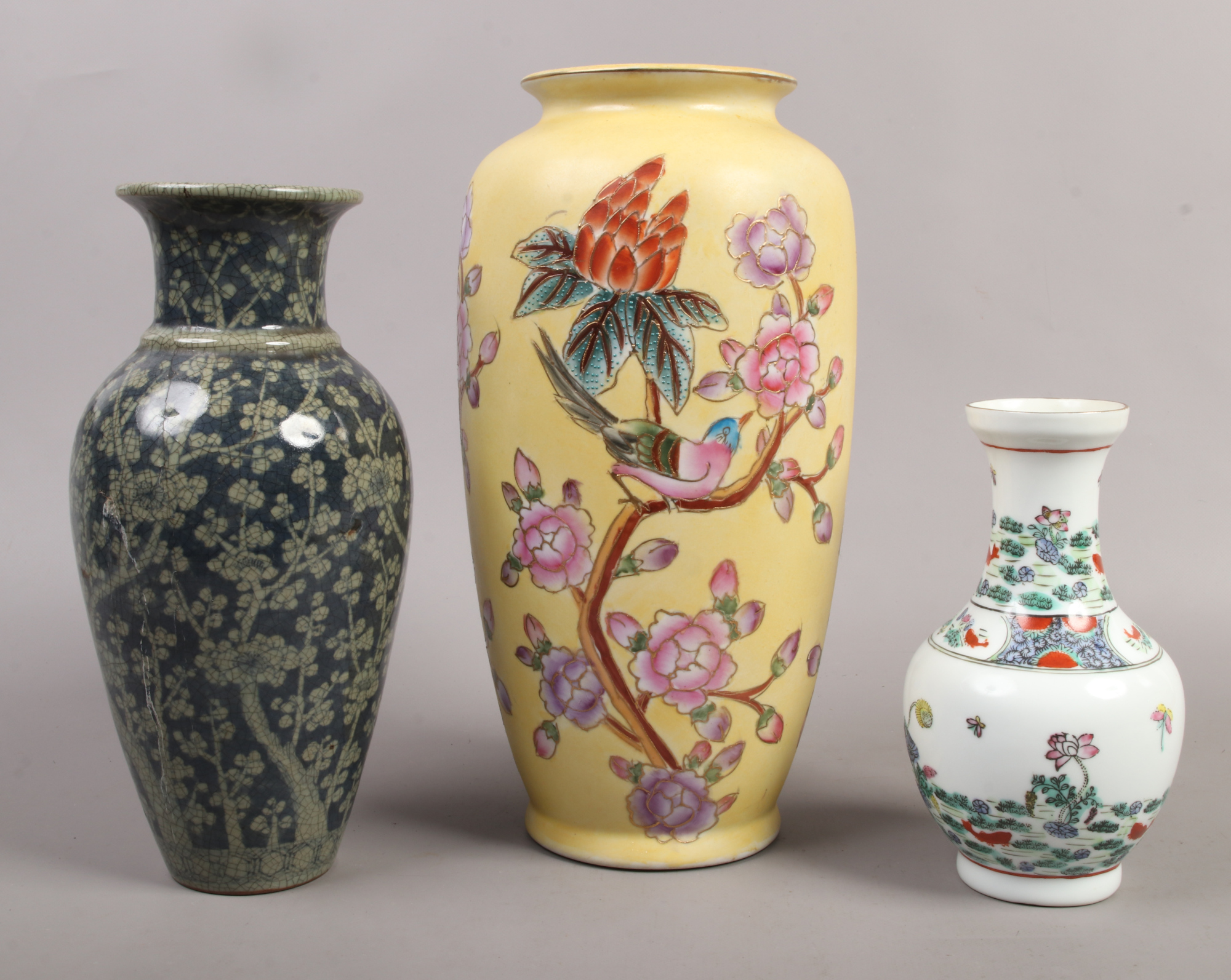 Three decorative Chinese vases.