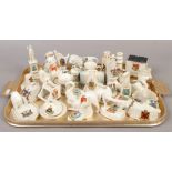 A tray of crested china including Carlton, Arcadian, Willow Art, Shelley etc.