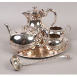 A quantity of Walker & Hall metalwares to include tray, teapot, milk jug etc.