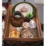 A box of miscellaneous to include studio vase, cottage ware, Spode etc.