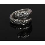 A Thomas Sabo designer silver ring, formed as a coiled snake, Size N.