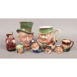 Eight character jugs to include Royal Doulton and Beswick examples.