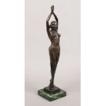 After A. Leonard Art Deco style bronze figurine of a dancing girl on marble plinth.