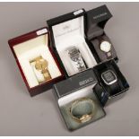 Five boxed gentleman's wristwatches including Casio, Sekonda, Seiko etc.