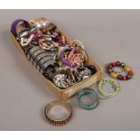 A box of costume jewellery to include beads, bangles, necklaces etc.