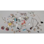 A collection of vintage costume jewellery to include silver, blue John pendant etc.