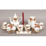 A collection of Royal Albert Old Country Roses bone china to include coffee set, vase, candlestick