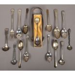 A quantity of silver and white metal to include teaspoons, sugar nips etc, silver weight 197 grams.