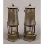 Two vintage Eccles type 6 miners safety lamps.