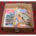 The Encyclopedia of America Cars from 1930, along with a quantity of classic America magazines