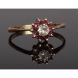 *Not as catalogued* A ladies 9ct gold gem set cluster ring, size V 1.96 grams gross weight.