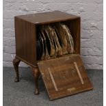 A Wilson & Peck mahogany record cabinet and collection of 78rpm records.