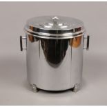 A polished chrome Art Deco fireside coal box.