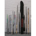 A Ridgeback Holday and contents of sectional fishing rods including Browning, Cormoron etc.