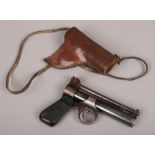 A Webley & Scott Junior 177 calibre air pistol with modified holster.