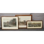 After Henry Alken Heywood Hardy and E.A.J Douglas, three framed lithograph prints hunting and